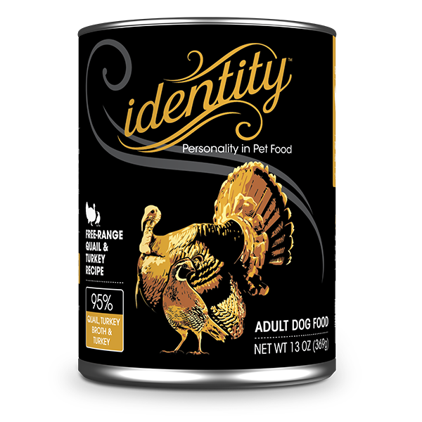 Identity 95% Free-Range Quail, Turkey Broth & Turkey Pate Dog Food, 13 oz can (12 per case)