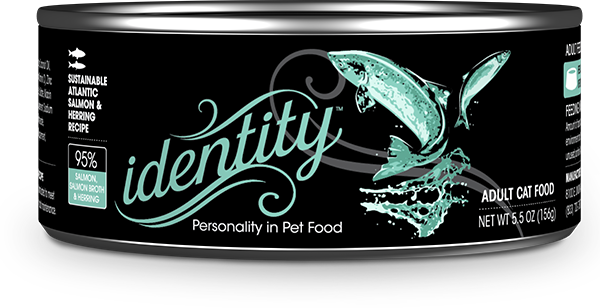 Identity 95% Sustainable Atlantic Salmon, Salmon Broth & Herring Pate Cat Food, 5.5 oz can (24 per case)