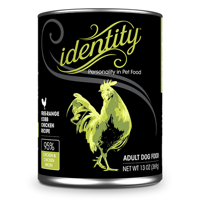 Identity 95% Free-Range Cobb Chicken & Chicken Broth Pate Dog Food, 13 oz can (12 per case)