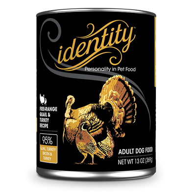 Identity 95% Free-Range Quail, Turkey Broth & Turkey Pate Dog Food, 13 oz can (12 per case)